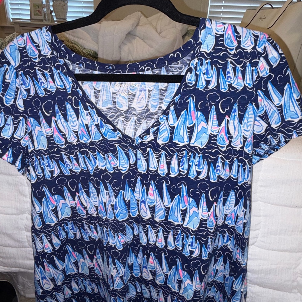 Lilly Pulitzer Blue and Pink Sailboat Print Top